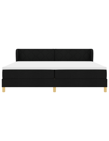 Letto Box Spring con Materasso - Nero, 200x200 cm, Tessuto