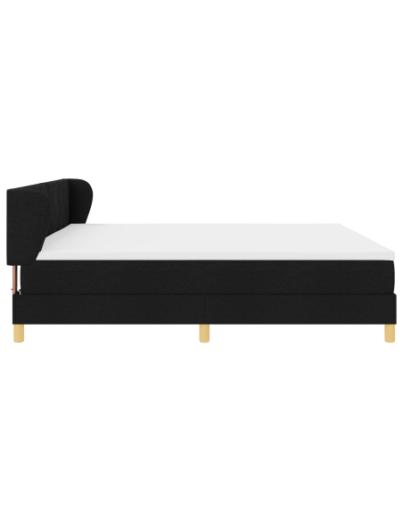 Letto Box Spring con Materasso - Nero, 200x200 cm, Tessuto