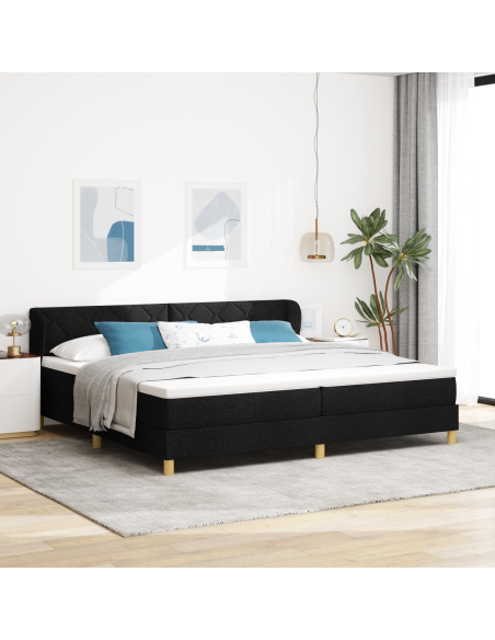 Letto Box Spring con Materasso - Nero, 200x200 cm, Tessuto