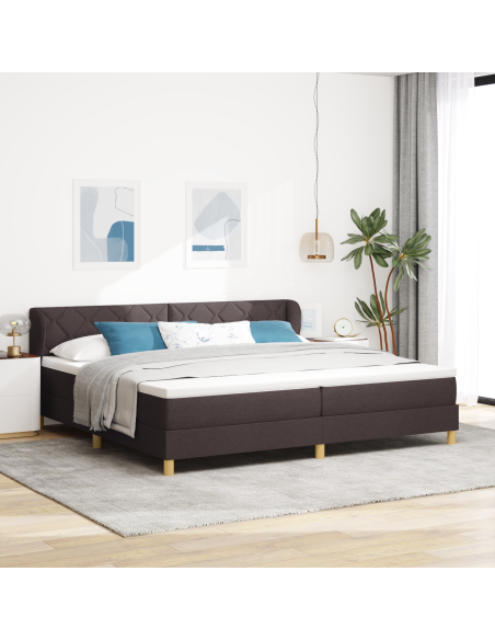 Letto a box con materasso  marrone scuro, 200x200 cm in tessuto