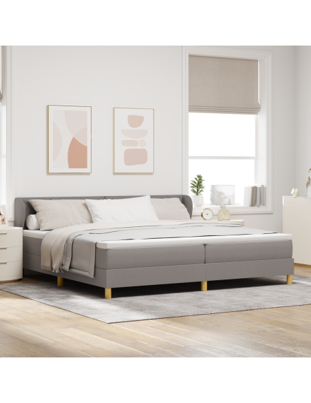 Letto a Molle  con Materasso in Tortora, 200x200 cm, Tessuto