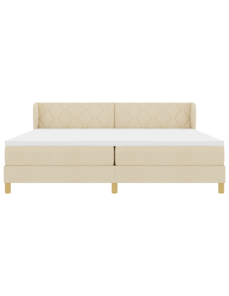Letto Box Spring con Materasso - Crema - 200x200 cm - Tessuto