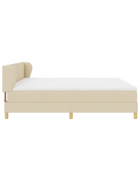 Letto Box Spring con Materasso - Crema - 200x200 cm - Tessuto