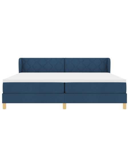 Letto Box Spring  con Materasso Blu 200x200 cm in Tessuto