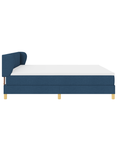 Letto Box Spring  con Materasso Blu 200x200 cm in Tessuto