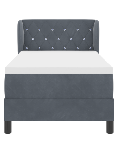 Letto a Box con Materasso Grigio Scuro 80x200 cm in Velluto