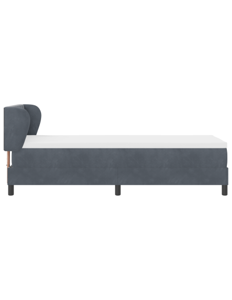 Letto a Box con Materasso Grigio Scuro 80x200 cm in Velluto