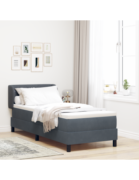 Letto a Box con Materasso Grigio Scuro 80x200 cm in Velluto