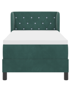 Letto a molle con testiera Verde scuro 80 x 200 cm Velluto 2