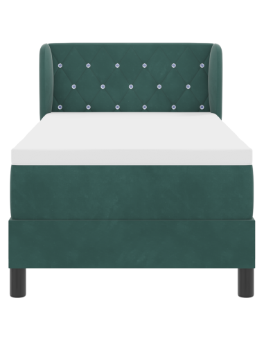 Letto a molle con testiera Verde scuro 80 x 200 cm Velluto