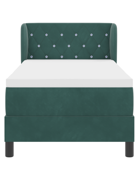 Letto a molle con materasso Verde scuro 80 x 200 cm Velluto