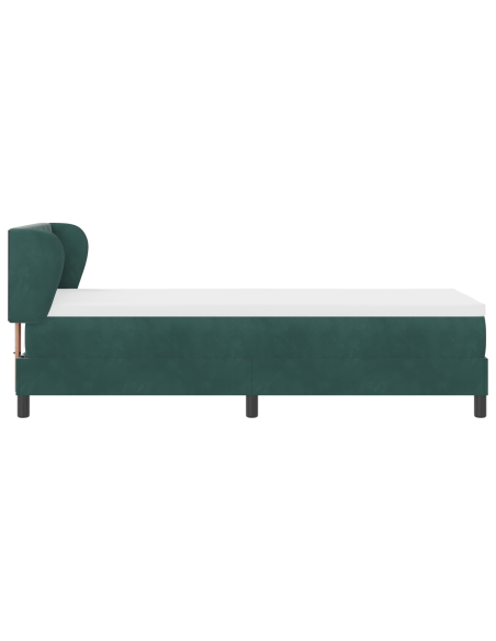 Letto Box Spring  con Materasso Verde Scuro 80x200 cm in Velluto