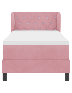 Letto a molle con materasso Rosa 80 x 200 cm Velluto 2