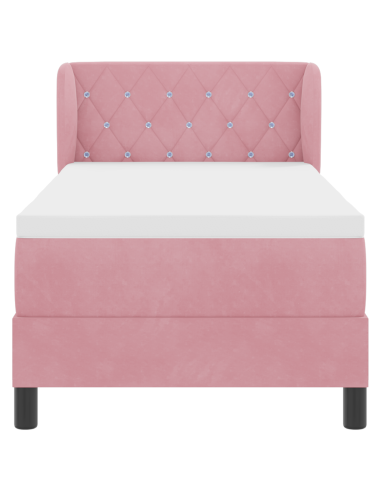 Letto a molle con materasso Rosa 80 x 200 cm Velluto