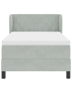 Letto a molle con materasso Grigio chiaro 90 x 190 cm Velluto 2