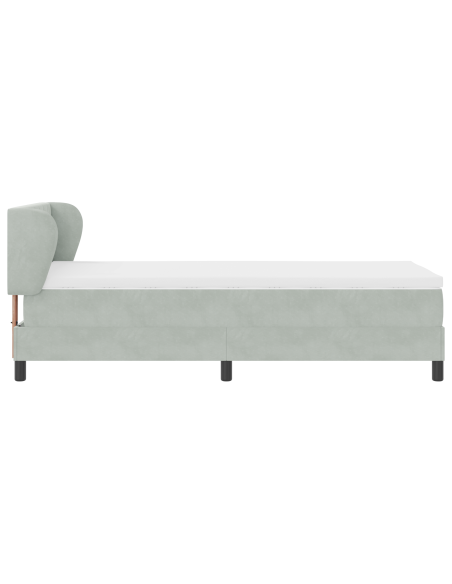 Letto a molle con materasso Grigio chiaro 90 x 190 cm Velluto