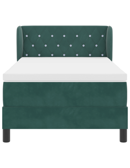 Letto a molle con materasso Verde scuro 90 x 190 cm Velluto