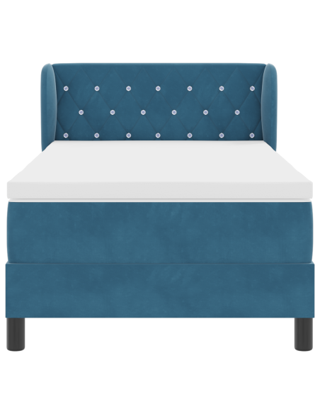 Letto a Box con Materasso Blu Scuro 90x190 cm Velluto