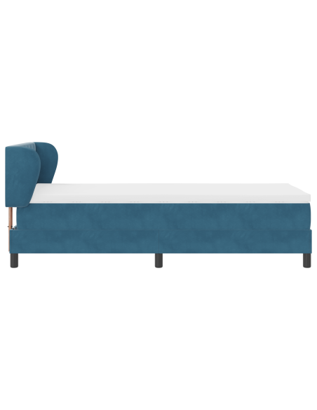 Letto a Box con Materasso Blu Scuro 90x190 cm Velluto