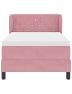 Letto a molle con materasso Rosa 90 x 190 cm Velluto 2