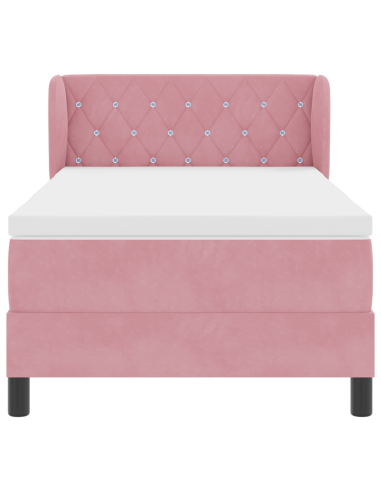 Letto a molle con materasso Rosa 90 x 190 cm Velluto