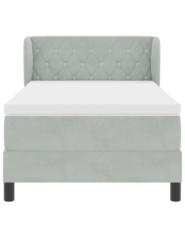 Letto a molle con materasso Grigio chiaro 90 x 200 cm Velluto