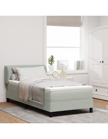 Letto a contenitore con materasso Grigio chiaro 90x200 cm Velluto