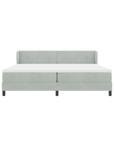 Letto a molle con materasso Grigio chiaro 200 x 200 cm Velluto