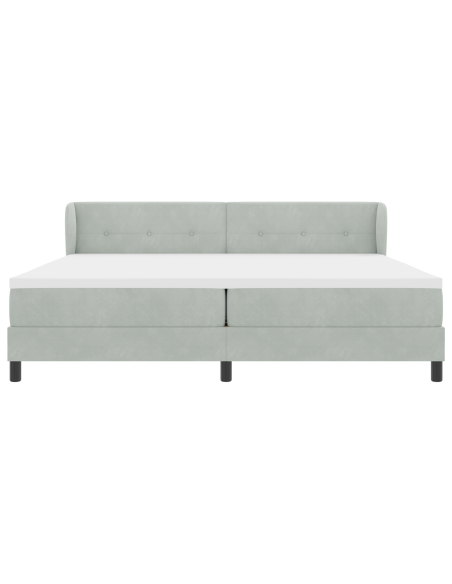 Letto a molle con materasso Grigio chiaro 200 x 200 cm Velluto