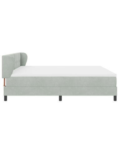 Letto a molle con materasso Grigio chiaro 200 x 200 cm Velluto