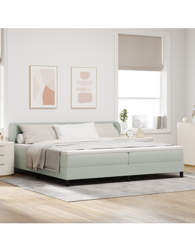 Letto a molle con materasso Grigio chiaro 200 x 200 cm Velluto