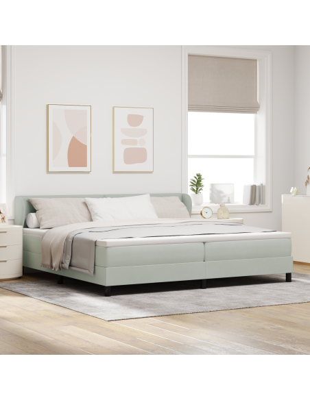 Letto a molle con materasso Grigio chiaro 200 x 200 cm Velluto