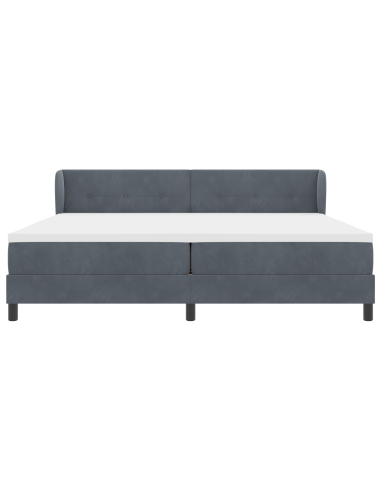 Letto a molle con materasso Grigio scuro 200 x 200 cm Velluto
