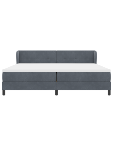 Letto Box Spring  con Materasso Grigio Scuro 200x200 cm in Velluto