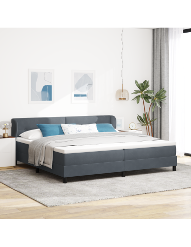 Letto a molle con materasso Grigio scuro 200 x 200 cm Velluto