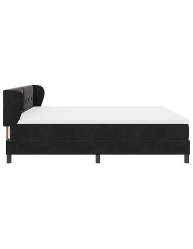 Letto a molle con materasso Nero 200 x 200 cm Velluto