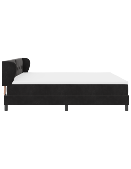 Letto a molle con materasso Nero 200 x 200 cm Velluto
