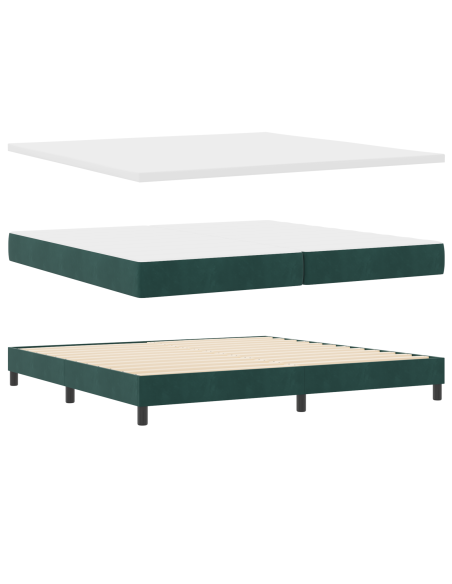 Letto Box Spring con Materasso Verde Scuro 200x200 cm Velluto