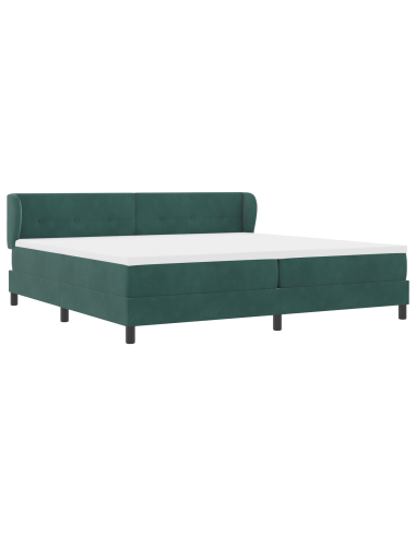 Letto a molle con testiera Verde scuro 200 x 200 cm Velluto