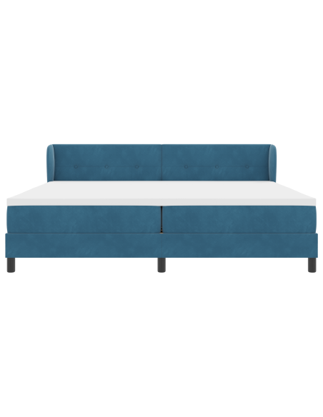 Letto Box Spring con Materasso Blu Scuro 200x200 cm Velluto