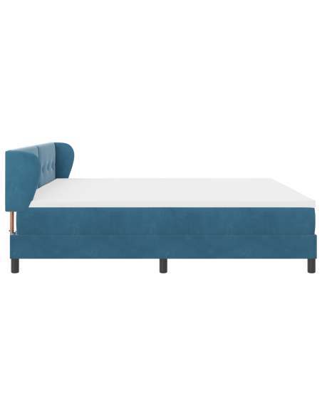 Letto Box Spring con Materasso Blu Scuro 200x200 cm Velluto