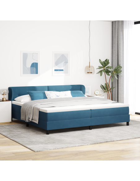 Letto Box Spring con Materasso Blu Scuro 200x200 cm Velluto