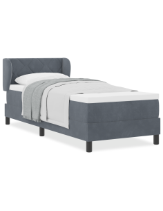 Letto a molle con materasso Grigio scuro 80 x 200 cm Velluto 2