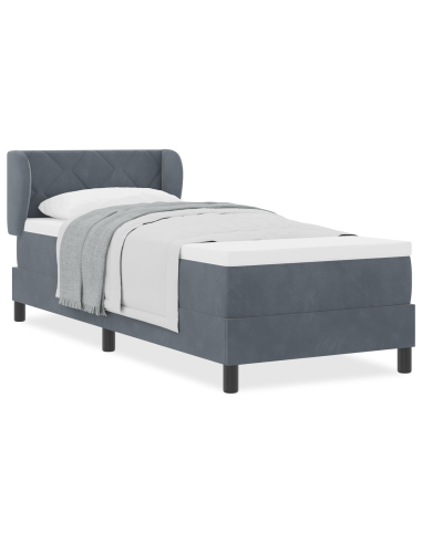 Letto a molle con materasso Grigio scuro 80 x 200 cm Velluto