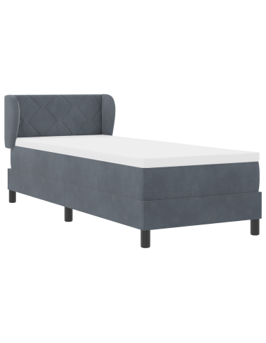 Letto a molle con materasso Grigio scuro 80 x 200 cm Velluto