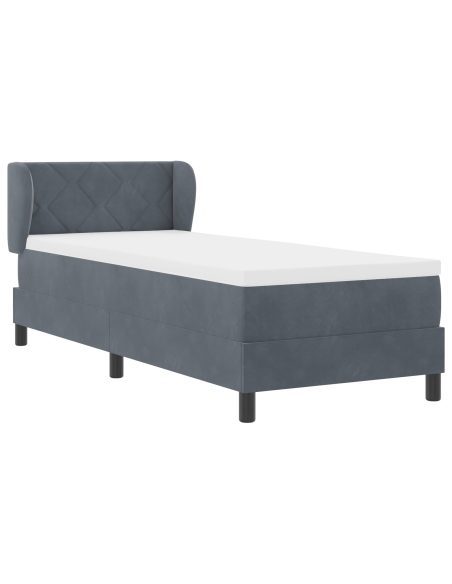 Letto Box Spring con Materasso Grigio Scuro 80x200 cm in Velluto