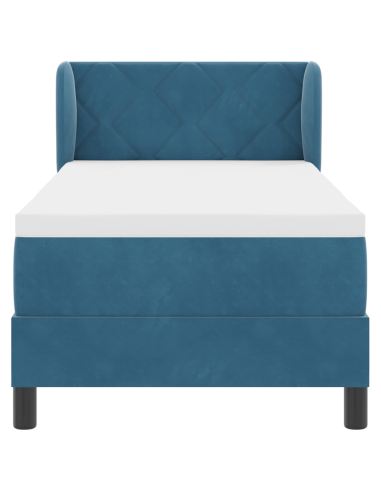 Letto a molle con materasso Blu scuro 80 x 200 cm Velluto