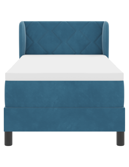 letto box spring  con materasso blu scuro 80x200 cm in velluto