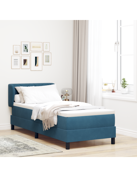 letto box spring  con materasso blu scuro 80x200 cm in velluto