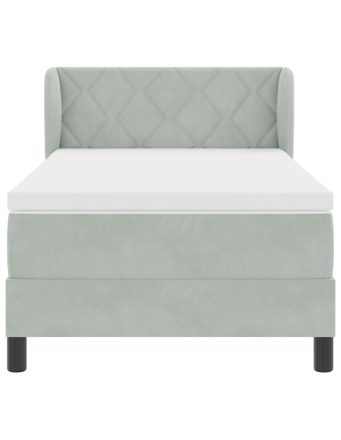 Letto a molle con materasso Grigio chiaro 90 x 190 cm Velluto